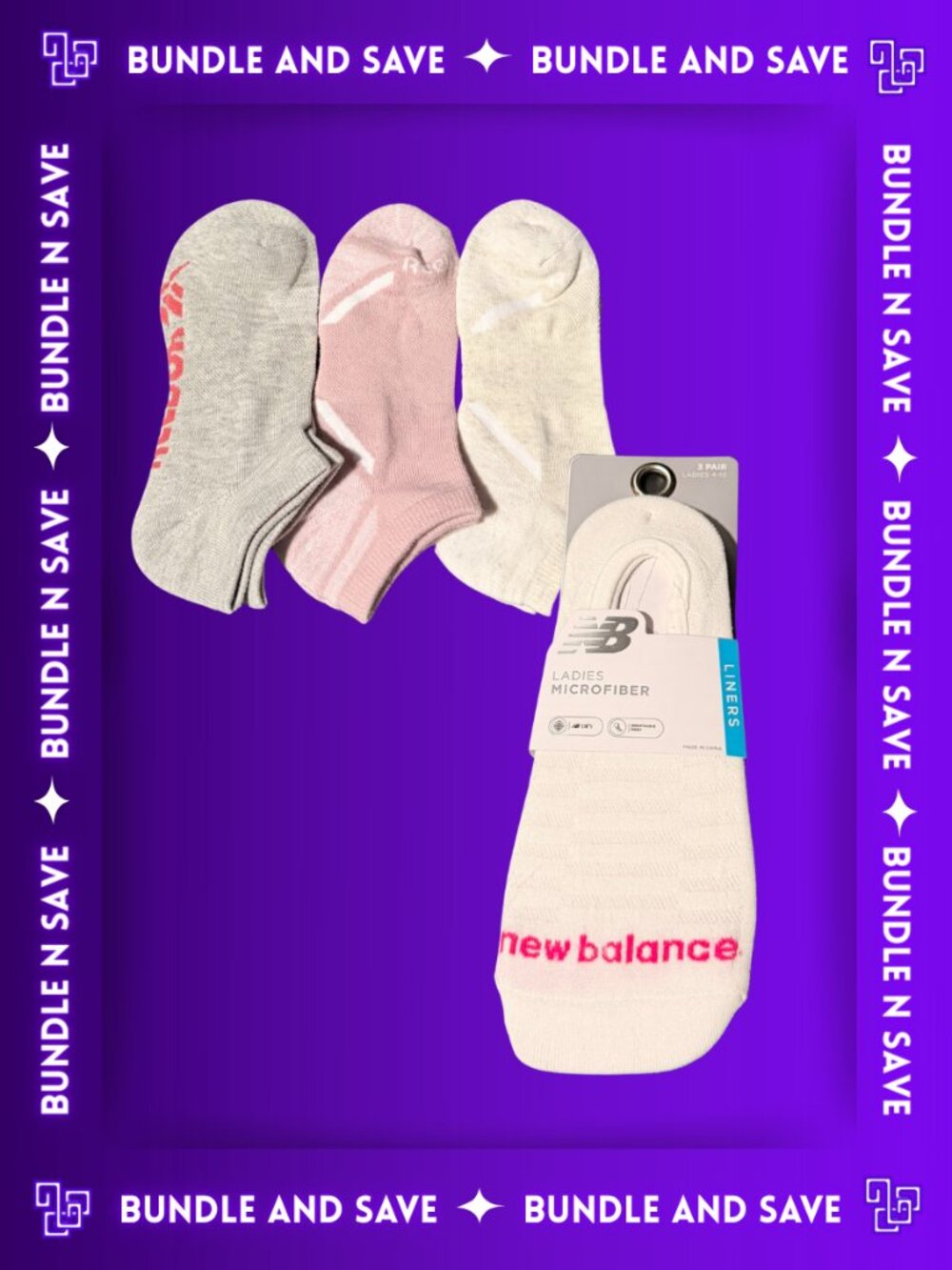6 PAIRS SOCKS ** NEW BALANCE ** REEBOK ** Medium Large